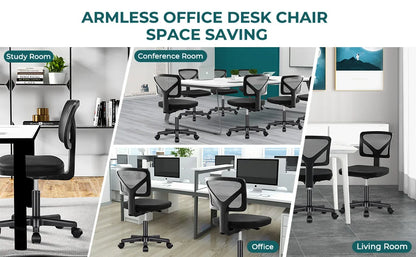 Ergonomic Armless Mesh Office Chair with Adjustable Lumbar Support