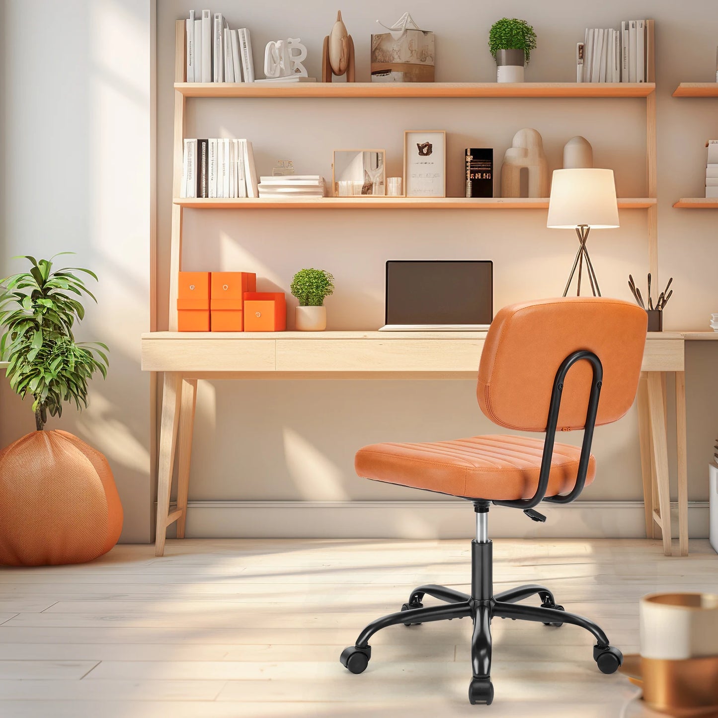 Space-Saving Ergonomic Office Chair with Adjustable Height Lumbar Support