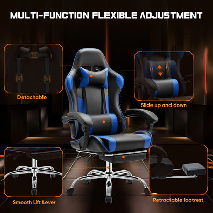Ergonomic Racing Gaming Chair Swivel Leather with Lumbar Support