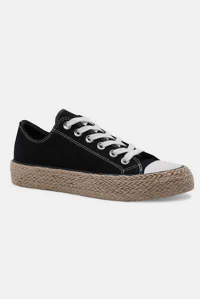 Lace-Up Sneakers with Woven Espadrille Sole for Stylish Comfort