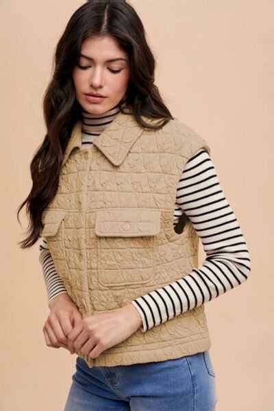 Quilted Snap Down Vest Coat for Warmth and Stylish Layering