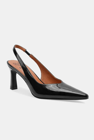 Faux Leather Pointed Toe Slingback Pumps for Elegant Style