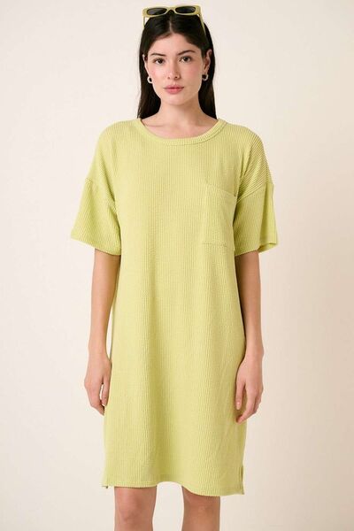 Versatile Rib Knit Short Sleeve Tee Dress for Casual Style