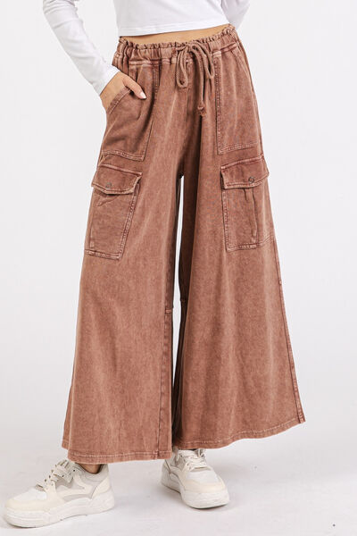 French Terry Cargo Wide Leg Pants for Comfort and Style