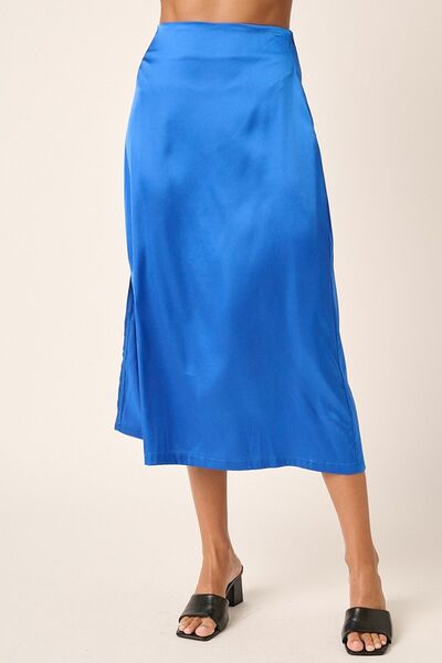 Elegant Side Slit Satin Midi Skirt for Formal or Special Occasions