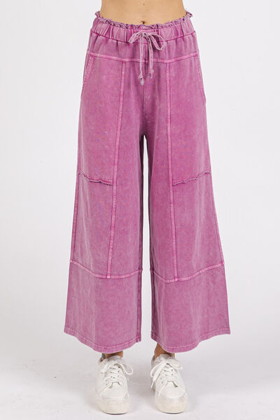 Mineral Wash French Terry Wide Leg Pants for Everyday Comfort