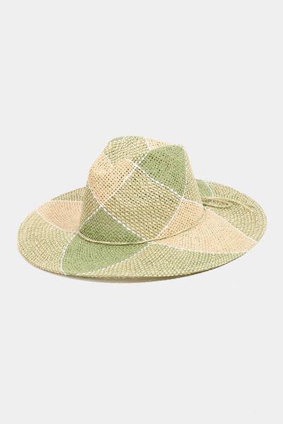 Stylish Contrast Straw Braid Hat for Sun Protection and Fashion