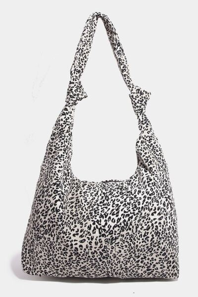 Leopard Print Knotted Strap Shoulder Bag for Women