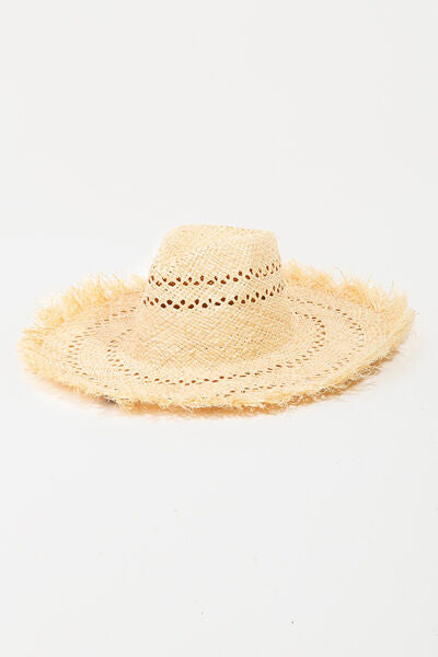 Chic Openwork Weave Hat with Raw Hem Detail